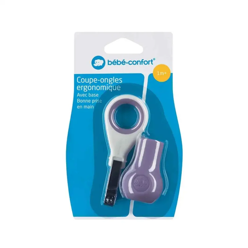 bebe confort coupe ongles ergonomique avec base pb violet 1 BEBE CONFORT – COUPE-ONGLES ERGONOMIQUE AVEC BASE -PB VIOLET BEBE CONFORT