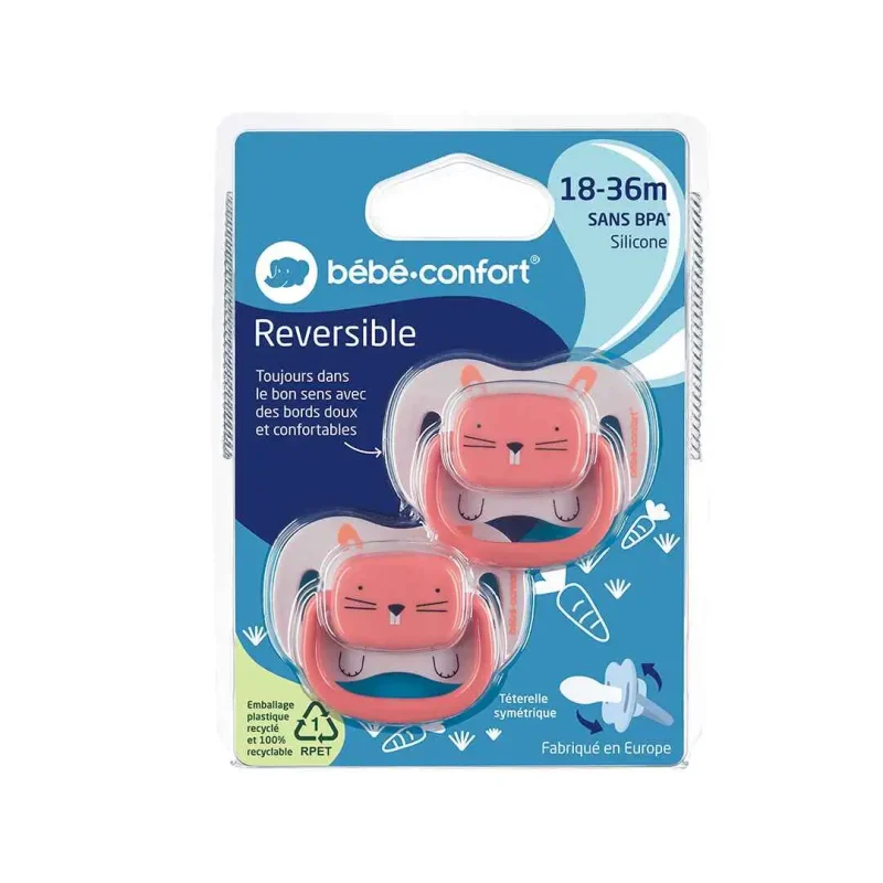 bebe confort sucettes reversibles 1836 m silicone animals rose x2 7034 1 BEBE CONFORT – SUCETTES REVERSIBLES – 18/36 M – SILICONE – ANIMALS ROSE X2 7034 BEBE CONFORT