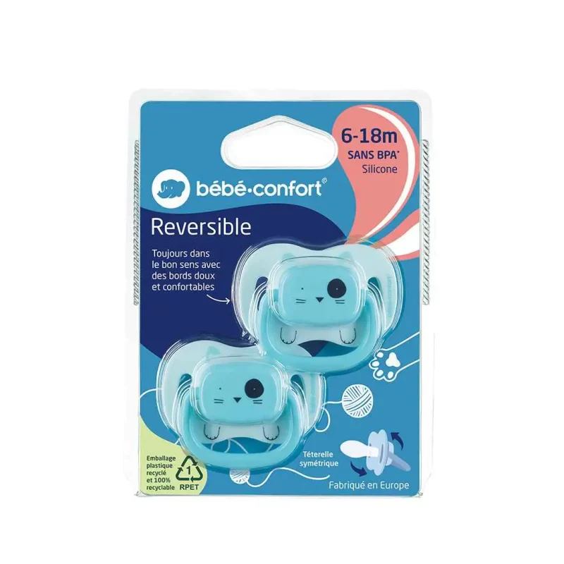 bebe confort sucettes reversibles 618 m silicone animals bleu x2 6990 1 BEBE CONFORT – SUCETTES REVERSIBLES – 6/18 M – SILICONE – ANIMALS BLEU X2 6990 BEBE CONFORT