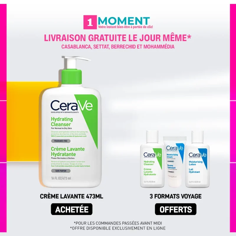 crv 2 1moment CeraVe Crème Lavante Hydratante Peau Normale à Sèche | 473ml CERAVE