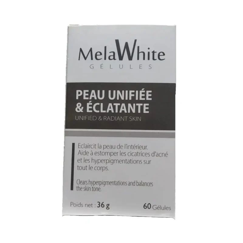 design sans titre 2024 02 16t111122.616 MELAWHITE GELULES PEAU UNIFIEE & ECLATANTE 60 GELULES MELAWHITE