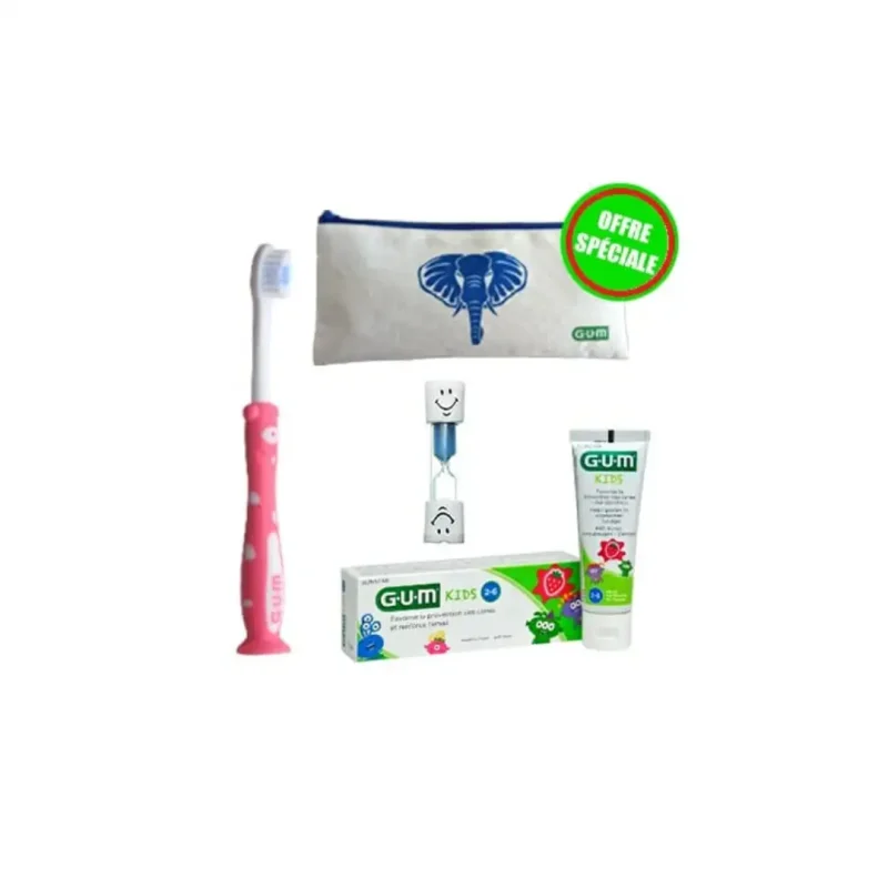 design sans titre 2024 02 19t054257.668 GUM DENTIFRICE KIDS+BROSSE A DENT 901 +SABLIER + TROUSSE GUM