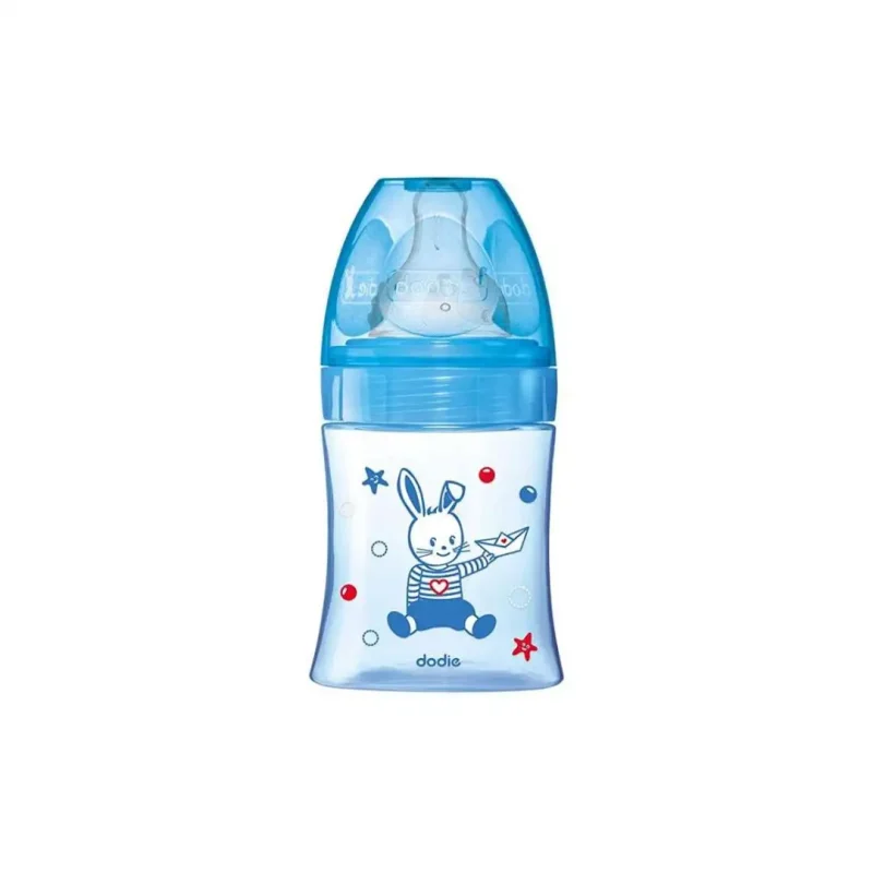 dodie bib mult perf 150ml bleu 0 m tet biomimetisme d 1 nouveau 1 DODIE BIBERON INITIATION 150ML BLEU BÂTEAU 0-6 M TET RONDE 3 VIT D1 DODIE