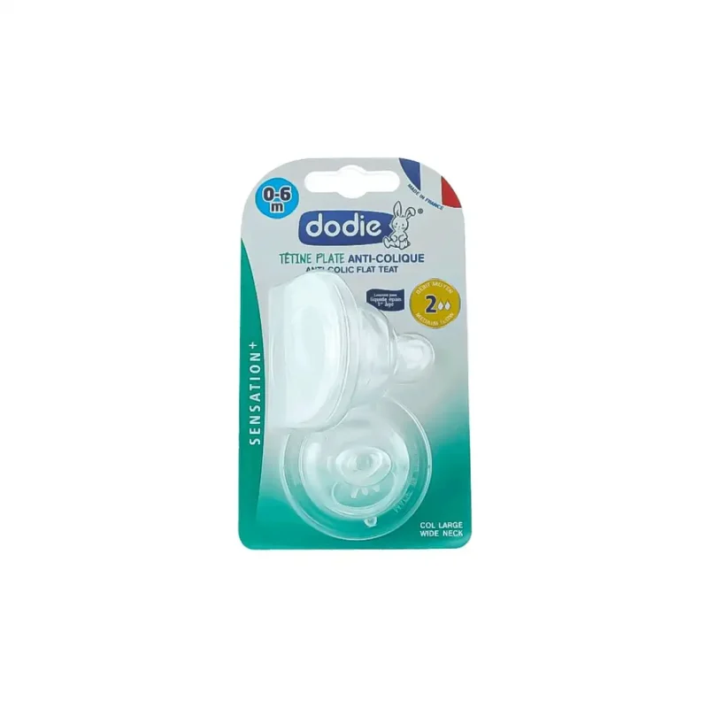 dodie tetine plate sens anti colique d2 0 6m x2 1 DODIE TETINE PLATE SENS+ ANTI COLIQUE D2 0-6M X2 DODIE