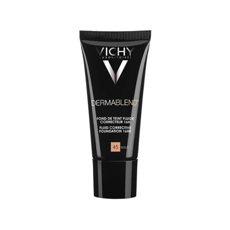 vichy dermablend fond de teint fluide correcteur spf35 tous types de peaux 45 gold 30ml 1 Vichy Dermablend Fond de Teint Fluide Correcteur SPF35 Tous Types de Peaux 45 GOLD | 30ml VICHY